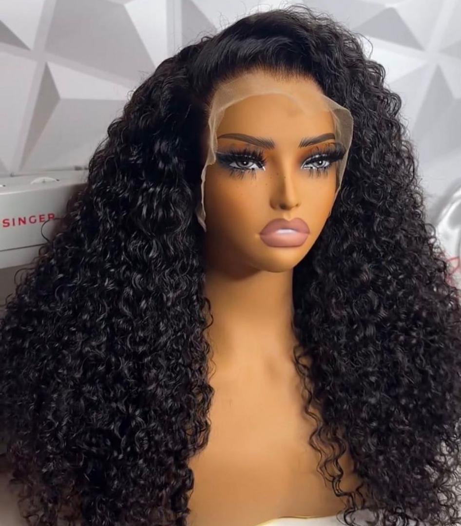 Makjay 13*6 wig curly with fin Ends natural black hair with drawstring