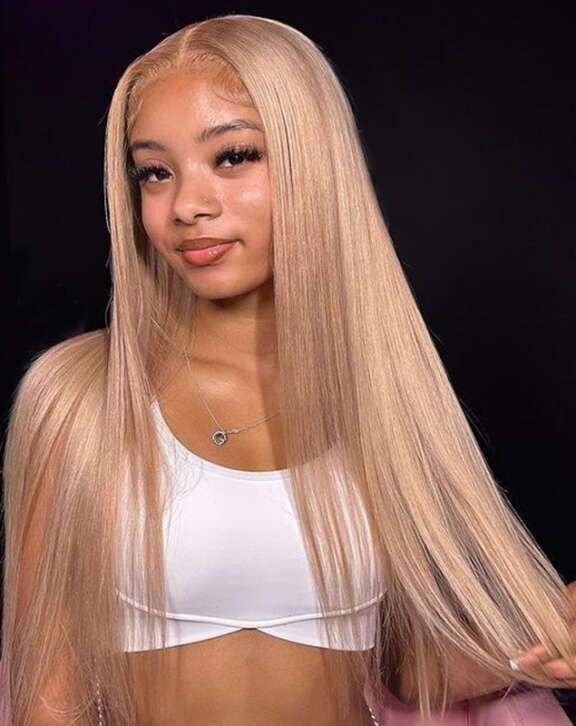 Megalook 13x4 Lace Frontal Milk Tea Brown Straight Wigs Invisible Knots Natural Hairline