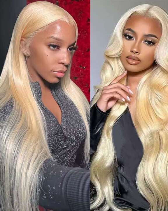 Megalook 13x6 Three-Go™ 613 Blonde Glueless Wigs Straight & Body Wave With Drawstring 100% Human Hair Wig