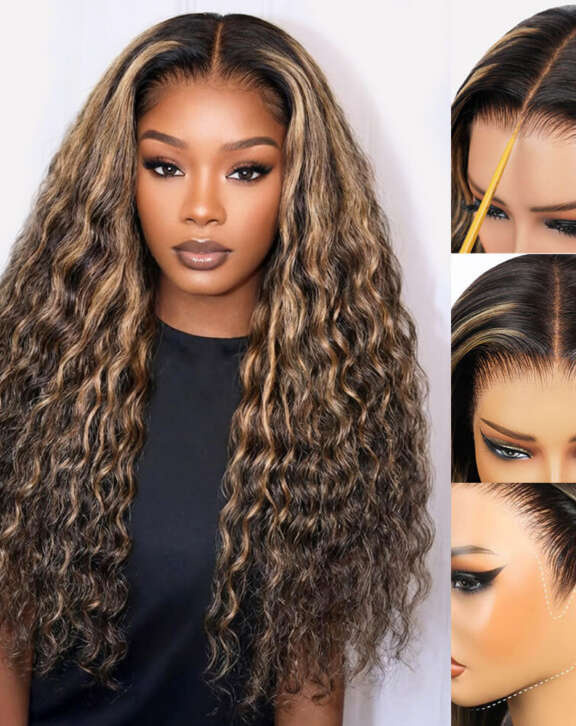 Megalook 13x6 Three-Go™ Balayage Highlight Glueless Wigs Bohemian Curl with Drawstring 100% Human Hair Wig