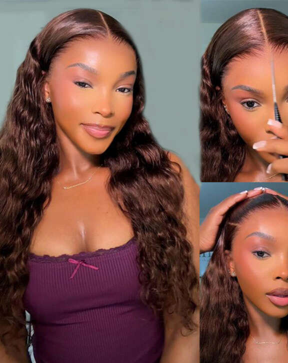 Megalook 13x6 Three-Go™ Chocolate Brown Glueless Wigs Bohemian Curl with Drawstring 100% Human Hair Wig