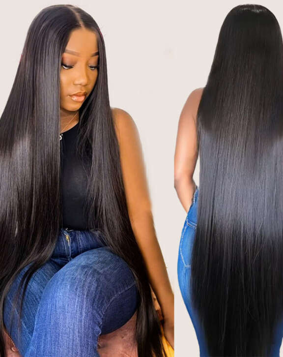 Megalook 13x6 Three-Go™ Glueless Wig 36Inch Super Long Straight With Drawstring 100% Human Hair Wig