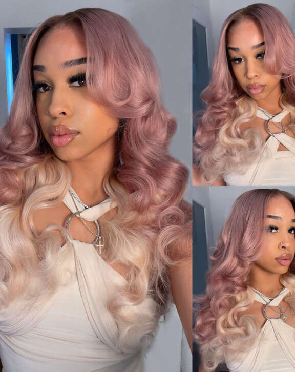 Megalook 13x6 Three-Go™ Ombre Strawberry Blonde Glueless Wigs Body Wave with Drawstring 100% Human Hair Wig