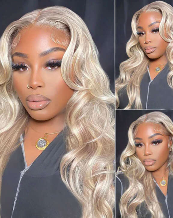 Megalook 6x5 Invisible Knots & 13x4 Lace Frontal Blonde Highlight Loose Body Wave Wigs Invisible Knots