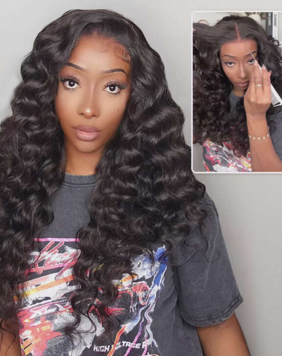 Megalook 6x5 Invisible Knots & 13x4 Lace Frontal Bouncy Curl Wigs Pre-cut Lace Natural Black Beginner Friendly